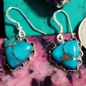 💯 ABSOLUTE LOWEST PRICE💯 NWT-MOJAVE TURQUOISE, HEART  STERLING EARRINGS/WIRES.